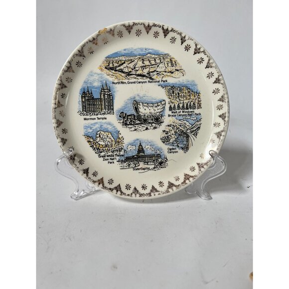Vintage Utah Souvenir Plate With Grand Canyon & Landmarks - Picture 12 of 14